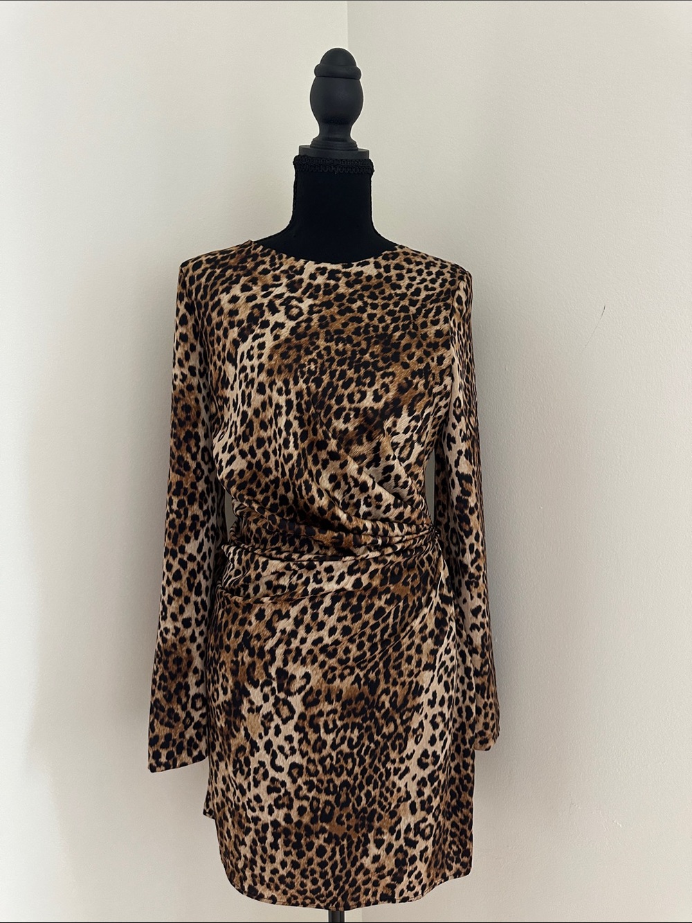 Express x Karla Leopard Print Mini Dress in Brown and Black